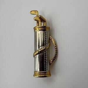 Vintage Gold and Silver Tone Golf Bag Brooch Pin